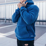 Herren kuscheliger Fleece-Pullover mit praktischem Kängurutasche Aliams – Blau
