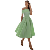 Dearbhla  | Fashion Casual Trägerloses Satin Partykleid – Grün