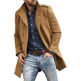Herren eleganter Trenchcoat mit doppelter Knopfleiste und praktischem Innenfutter Aliams – Khaki