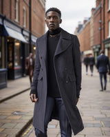 Herren eleganter Trenchcoat mit doppelter Knopfleiste Aliams – Grau