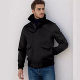 Herren stylischer Übergangsjacke mit hohem Kragen Aliams – Schwarz