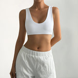Damen Sport-Bustier mit bequemen breiten Trägern und elastischem Schnitt Drune – Weiß