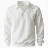 Martin | Polo Quarter Zip aus elegantem Strick – Weiß