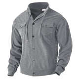 Herren cordjacke mit hochgeschlossenem Kragen und praktischen Pattentaschen Aliams – Grau