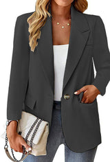 Damen nan taillierter Blazer mit Ein-Knopf-Verschluss Reverskragen und Pattentaschen Drune – Dunkelgrau