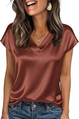 Damen Satinbluse Drune – Kaffee