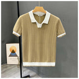 Daniel | Kontrastkragen Kurzarm Poloshirt – Khaki