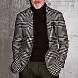 Herren eleganter Baumwoll-Blazer mit Hahnentrittmuster Aliams – Grau