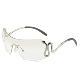 Damen Y2K Übergroße Sonnenbrille | Stylisch – Silber
