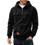 Herren Fleece-Hoodie mit praktischen Taschen Aliams – Schwarz