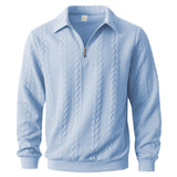 Martin | Polo Quarter Zip aus elegantem Strick – Blau