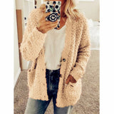 Teddy Damen Fleecejacke Mit Kapuze | Flauschiger Wintermantel – Beige