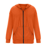 Damen nan Kapuzenjacke mit durchgehendem Reißverschluss, Kängurutaschen und elastischen Bündchen Drune – Orangerot