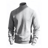 Herren nan feiner Zopfmuster-Rollkragenpullover mit schmaler Passform, geripptem Kragen und elastischen Bündchen Drune – Hellgrau