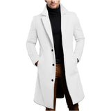 Herren eleganter lang geschnittener Mantel Aliams – Weiß