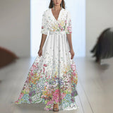 Fenina - Langärmeliges Maxikleid aus geblümtem Chiffon – Weiß