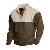 Herren modischer Stehkragen-Pullover mit eleganten Knöpfen Aliams – Braun