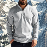 Herren nan halbhoher Reißverschluss-Sweatpullover mit Stehkragen weichem Fleecefutter und elastischen Bündchen Drune – Hellgrau