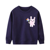 Mädchen Sweatshirt mit buntem Hasenmotiv Drune – Blaugrün