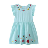 Mädchen Sommerkleid mit farbenfrohen Blumenstickereien Drune – Violett
