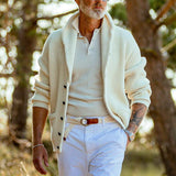 Herren gemütlicher Strickjacke mit stylischem Kragen Aliams – Beige