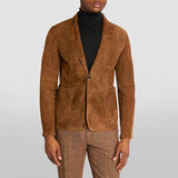 Herren modischer Wildlederblazer Aliams – Hellbraun