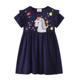 Mädchen T-Shirt Kleid mit glitzerndem Einhornmotiv Drune – Beige