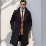 Herren eleganter Wool Trenchcoat Aliams – Schwarz