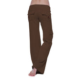 Damen nan lässige Low-Rise Cargo-Loungehose mit weitem Bein, breitem Komfortbund und dekorativen Klappentaschen Drune – Braun