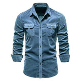 Herren Denim-Hemd mit Brusttaschen und modernem Schnitt Aliams – Blau