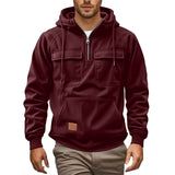 Herren Fleece-Hoodie mit praktischen Taschen Aliams – Weinrot