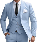 Modisch Moderner Slim Fit Hochzeitsgast Anzug für Herren | Dreiteilig – Himmelblau