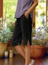 Fenja | Bequeme Bermuda mit Details – Schwarz