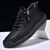 Yuval – Leder Turnschuh Mit Seitlichem Reißverschluss – Schwarz