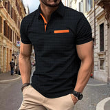 Herren modisches Kurzarm-Polohemd mit strukturiertem Design Aliams – Schwarz