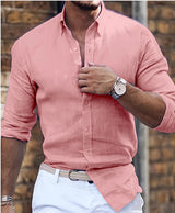 Elias – Herren Freizeithemd mit Knopfleiste und Slim Fit – Rosa