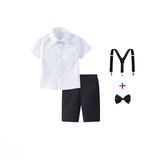Damen festliches Hemd und Shorts Set mit Hosenträgern Drune – Weiß