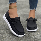 Damen nan lässige Slip-On Sneaker-Halbschuhe mit geripptem Textilobermaterial und elastischer Schnürung Drune – Schwarz