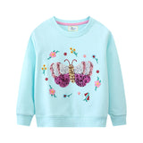 Mädchen Sweatshirt mit buntem Schmetterlingsmotiv Drune – Türkis