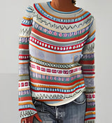 Gia - Modischer Strickpullover mit O-Ausschnitt – Blau