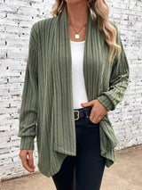 Leah™ - Rippstrick Drape Cardigan – Grün