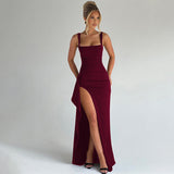 Blythe | Rückenausschnitt Maxi Festliches Kleid – Claret
