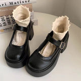 Retro Dirndl Schuhe für Damen | Plateau – Schwarz