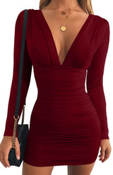 Bodycon-Kleid mit hoher Taille für Damen – elegant, bequem und vielseitig – Burgundisch
