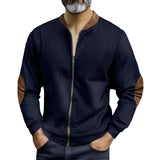 Herren sportliche Bomberjacke mit modernen Lederakzenten Aliams – Dunkelblau
