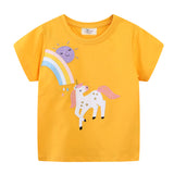 Mädchen T-Shirt mit buntem Einhorn- und Regenbogenmotiv Drune – Grün