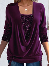 Ariellea - Soft-Touch-Bluse mit Drapierung – Lila