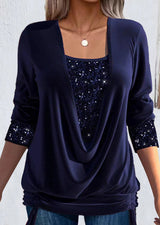 Ariellea - Soft-Touch-Bluse mit Drapierung – Marineblau