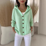 Damen nan Kapuzen-Cardigan mit Knopfleiste und lässiger Oversize-Passform Drune – Gewicht: S 372g - 5XL 505g