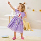 Mädchen Tüllkleid mit bunten Einhorn- und Blumenapplikationen Drune – Beige